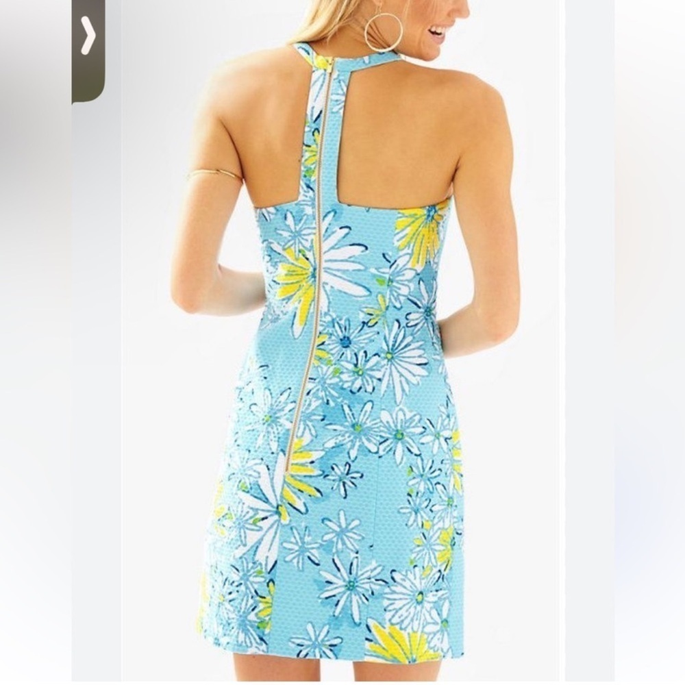 Lilly Pulitzer Graves Breakwater Blue Daisy Dance Racerback Shift Dress Size 00 - Picture 2 of 11